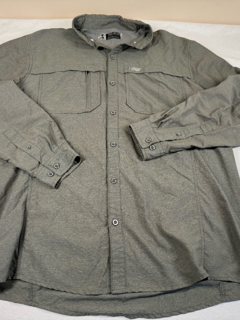 RedHead Men's Button Up Long Sleeve Fisherman's Shirt Size Large - Green
